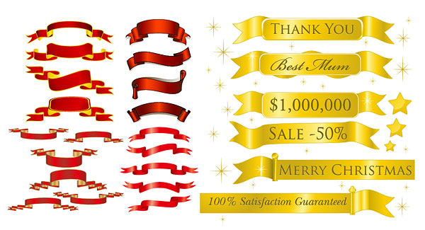 free vector 5 sets of festive ribbon banner vector material
